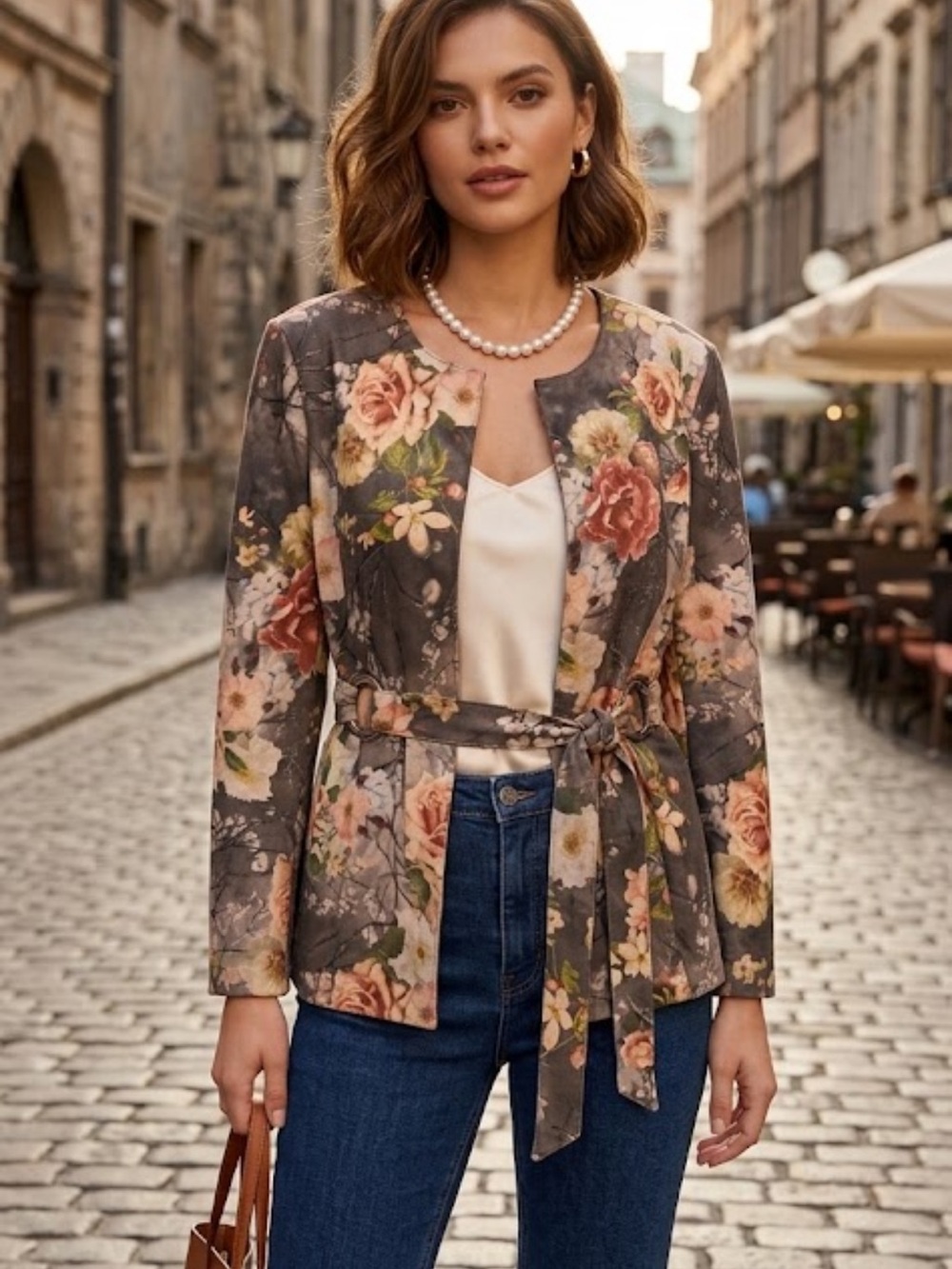 Kate & Mallory Faux Suede Floral Jacket Size M